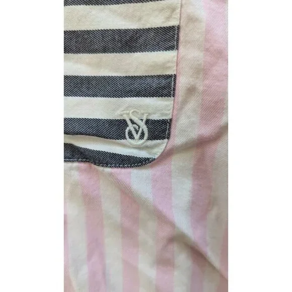 VICTORIA'S SECRET Women's Pajamas Flannel PJ 2-piece Set Small Stripes - Picture 8 of 10